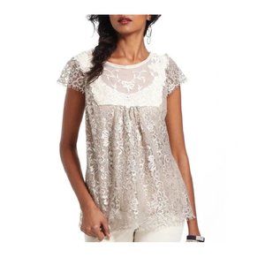 Anthropologie HD in Paris Metallic Lace Blouse